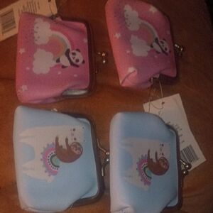 Kids Rainbow, Animal Coin Purses - Pink, White, and Blue